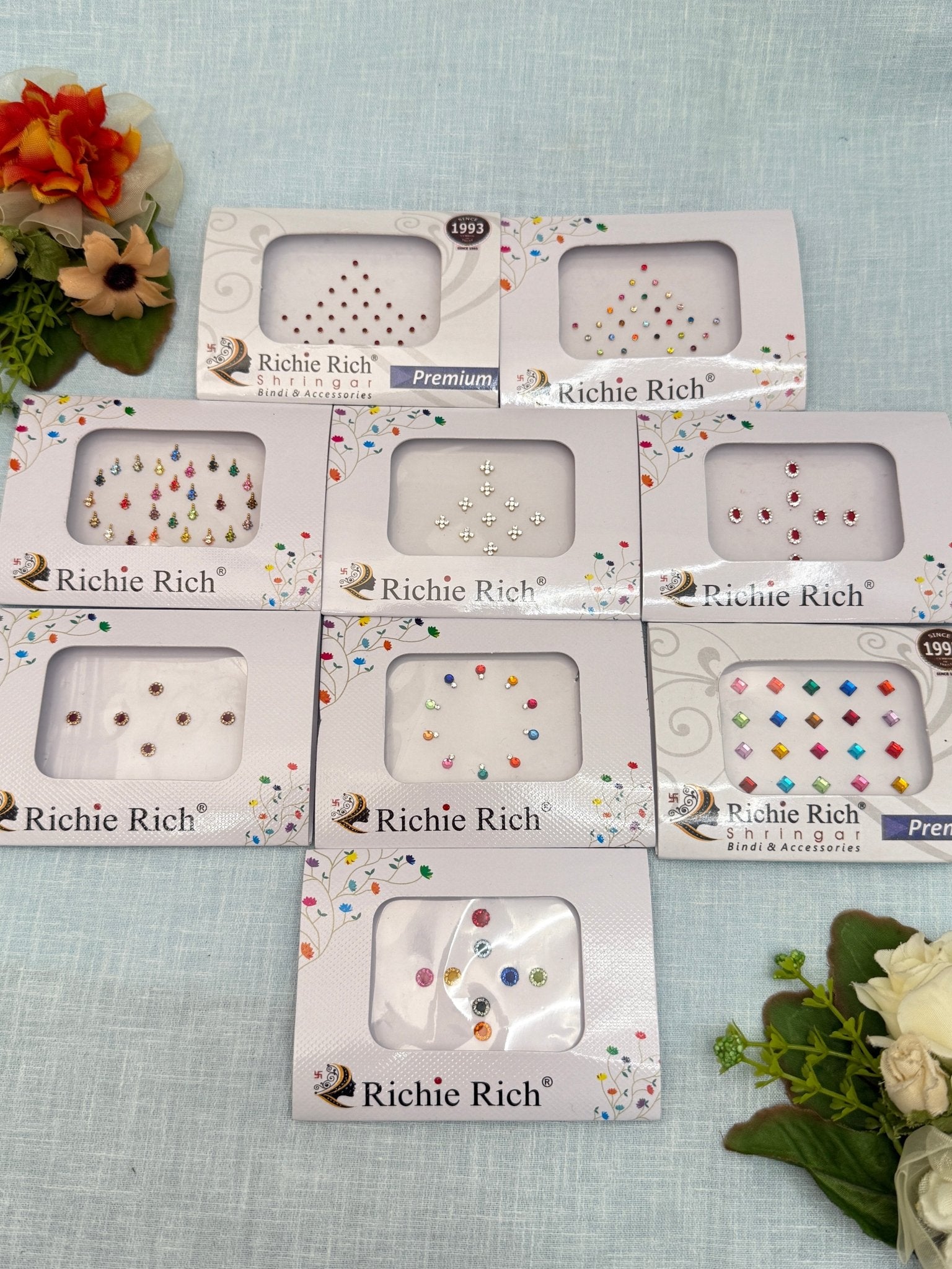 Assorted Design & Size Bindi Sheets 50 - Mahilas