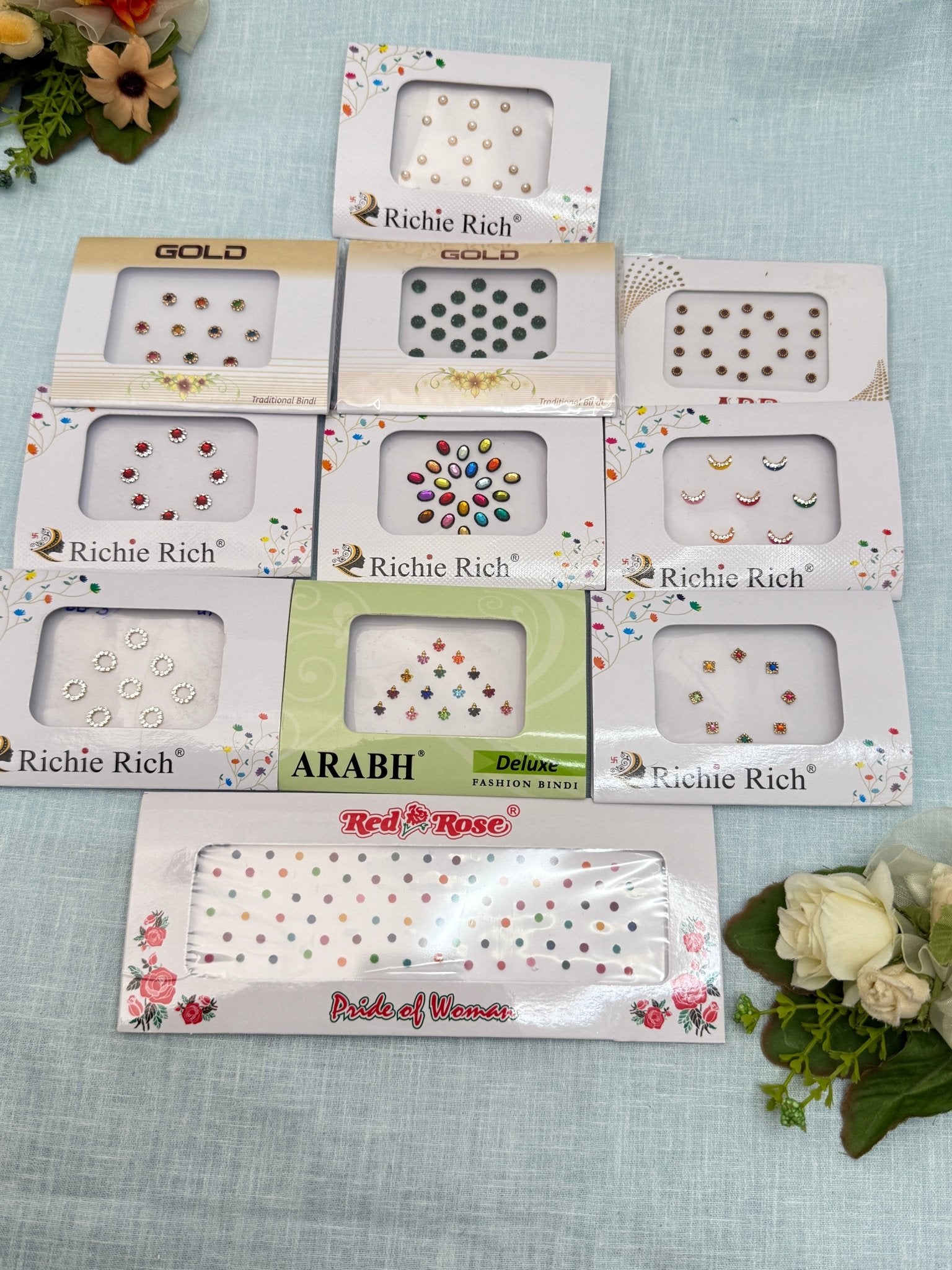 Assorted Design & Size Bindi Sheets 52 - Mahilas
