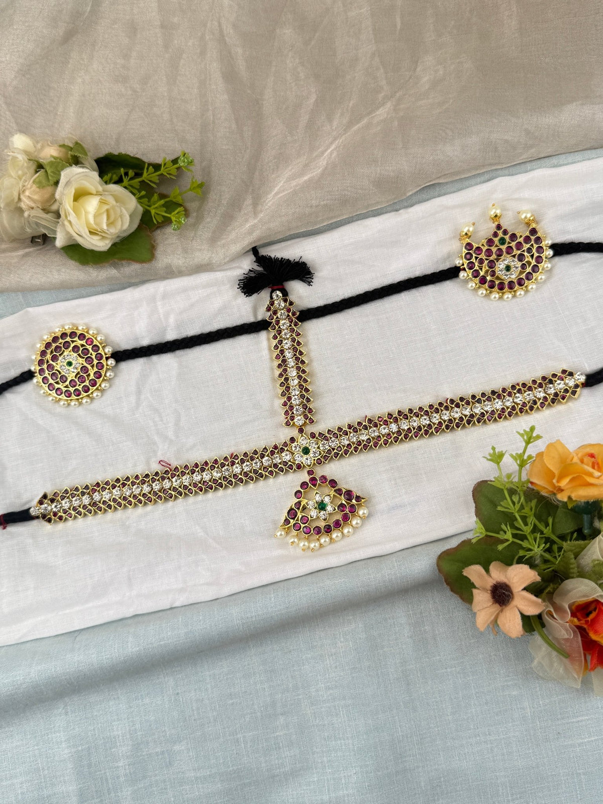 Bharatnatyam Maang Tikka Set in Pure Premium Brass | M0042 - Mahilas