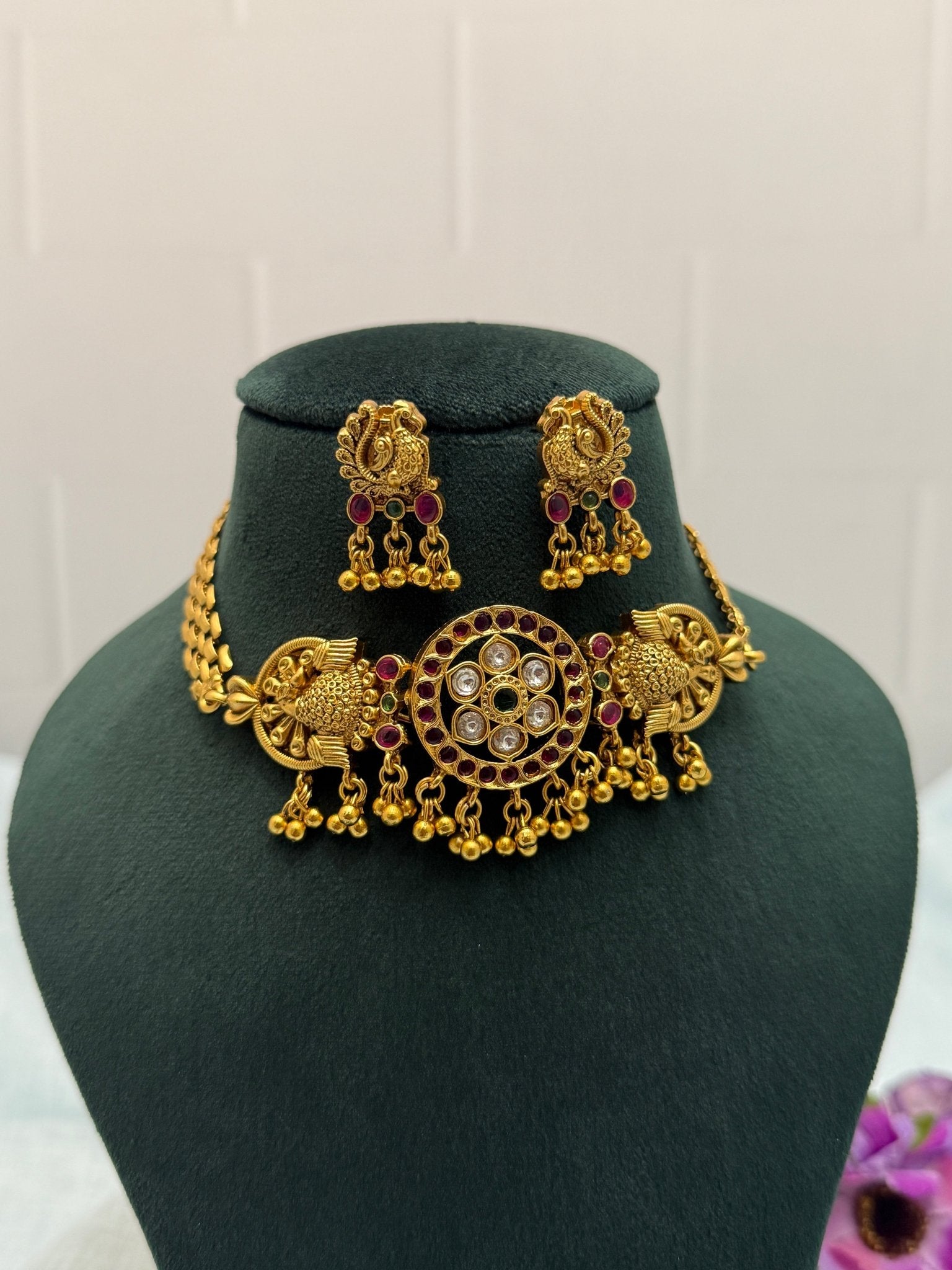Designer Antique Choker Necklace Set 642 - Mahilas