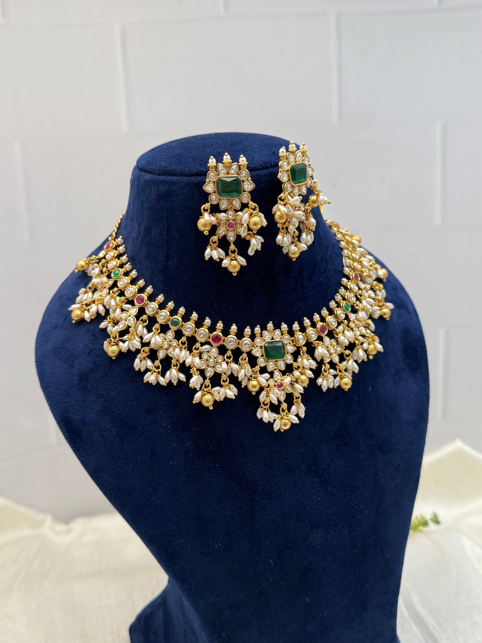 Designer Antique Guttapasula Necklace Set 379 - Mahilas