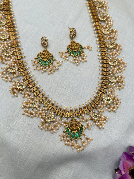 Designer Antique Jadau Kundan Long Necklace Set 571 - Mahilas