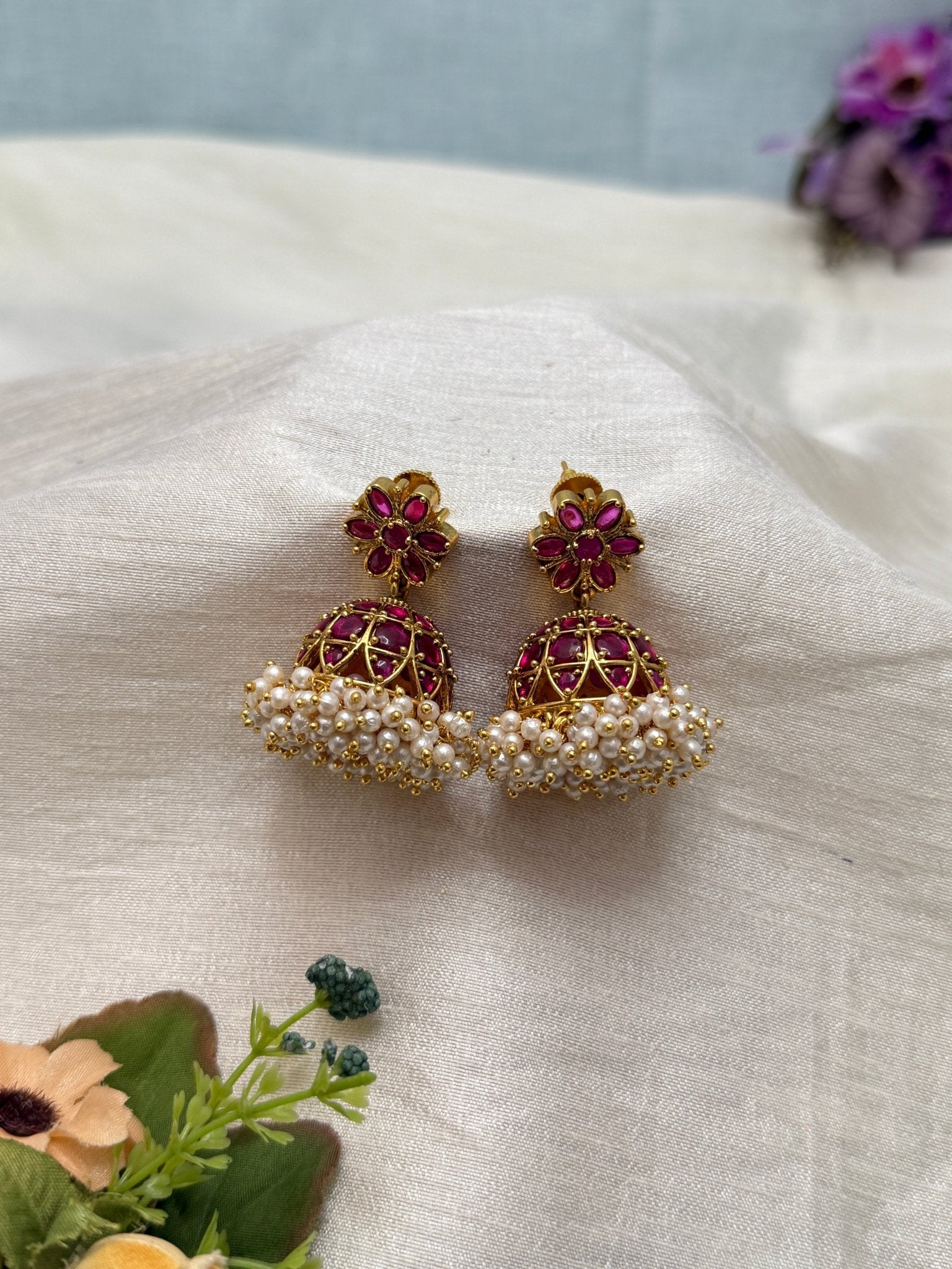 Designer Antique Jhumka Earrings 0197 - Mahilas