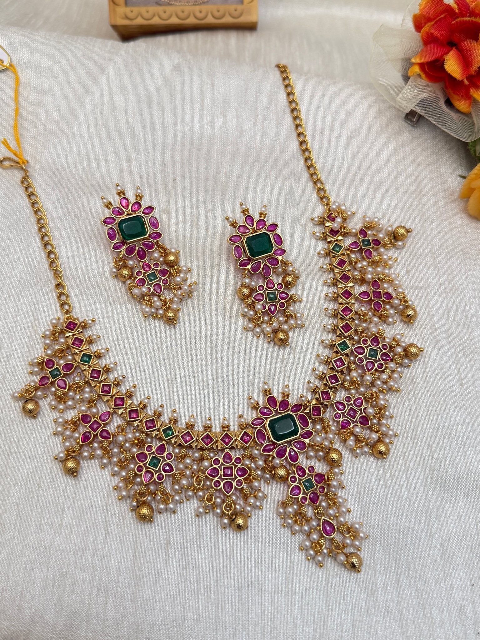 Designer Antique Necklace Set 374 - Mahilas