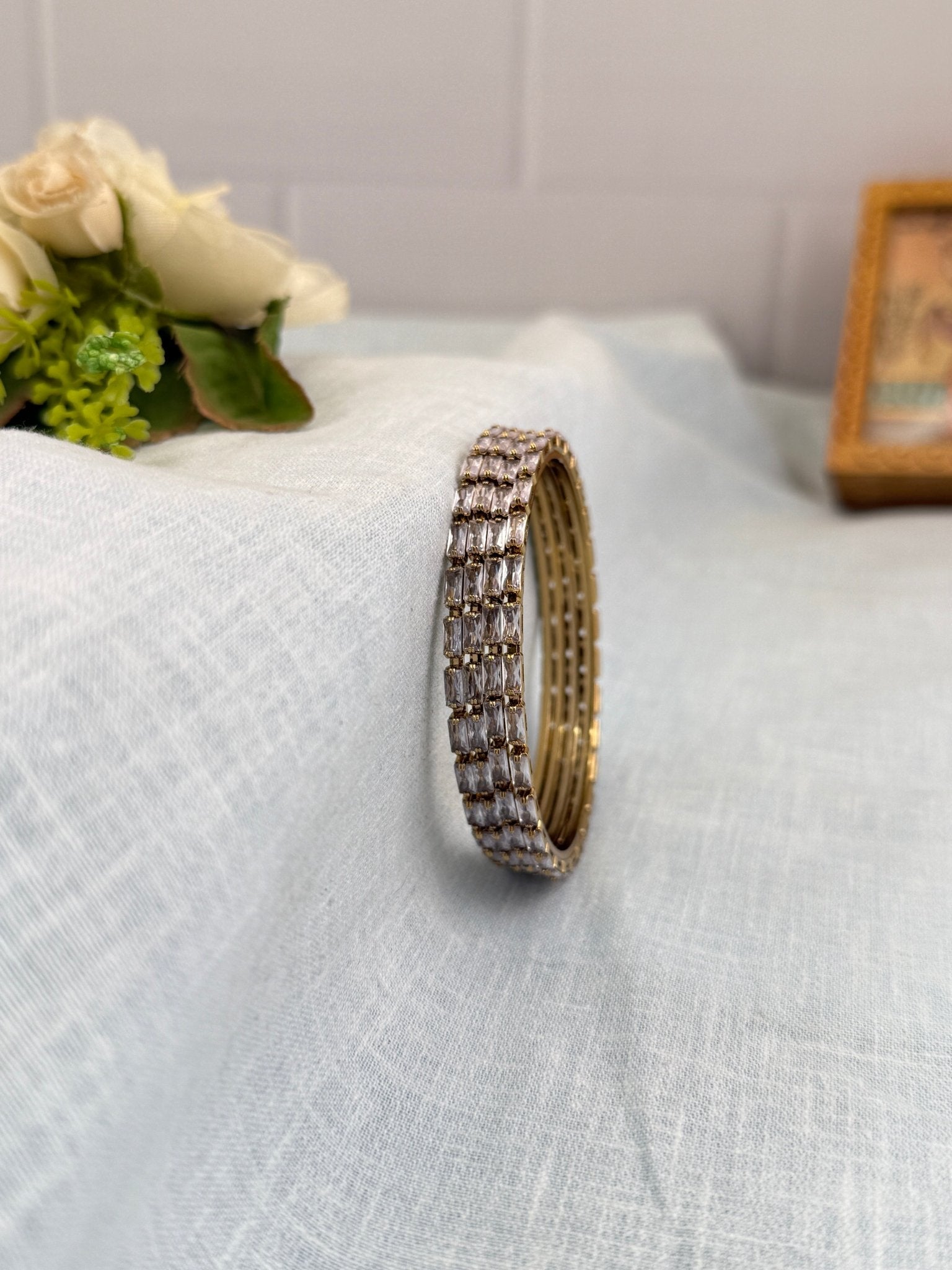 Designer Brick Design Stone Bangles 7004 - 3 Colors - Mahilas