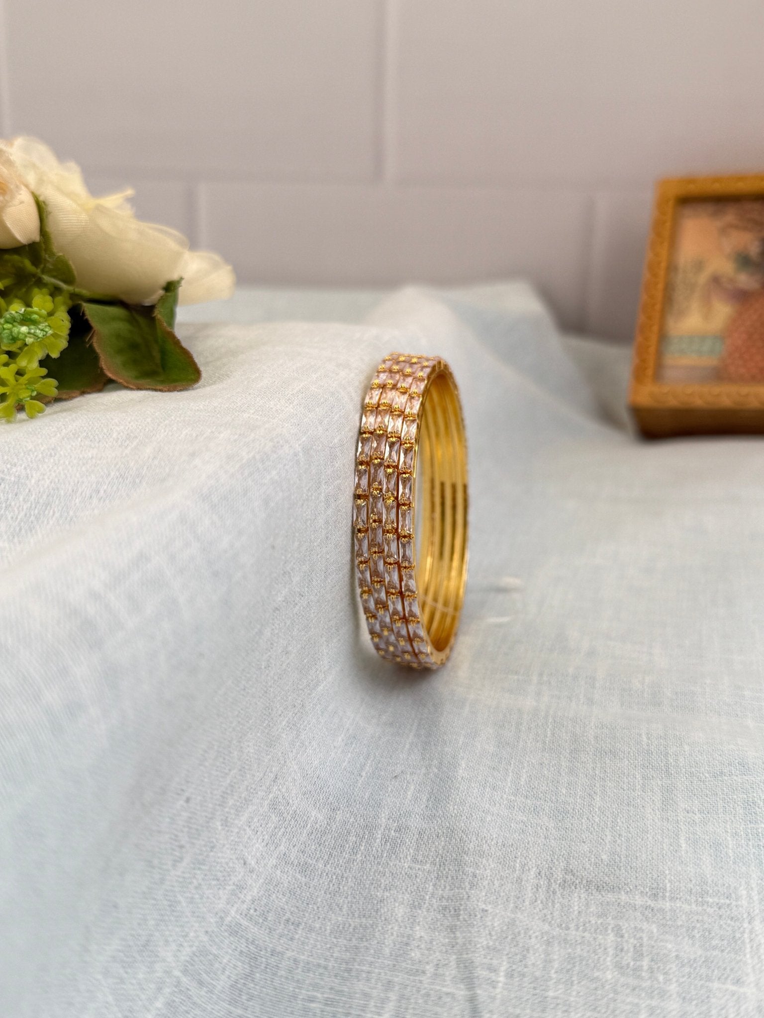 Designer Brick Design Stone Bangles 7004 - 3 Colors - Mahilas