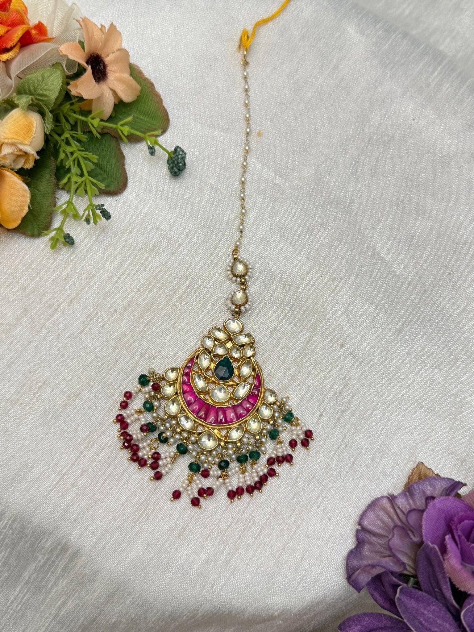 Designer Jadau Antique Maang Teeka 4142 - Mahilas