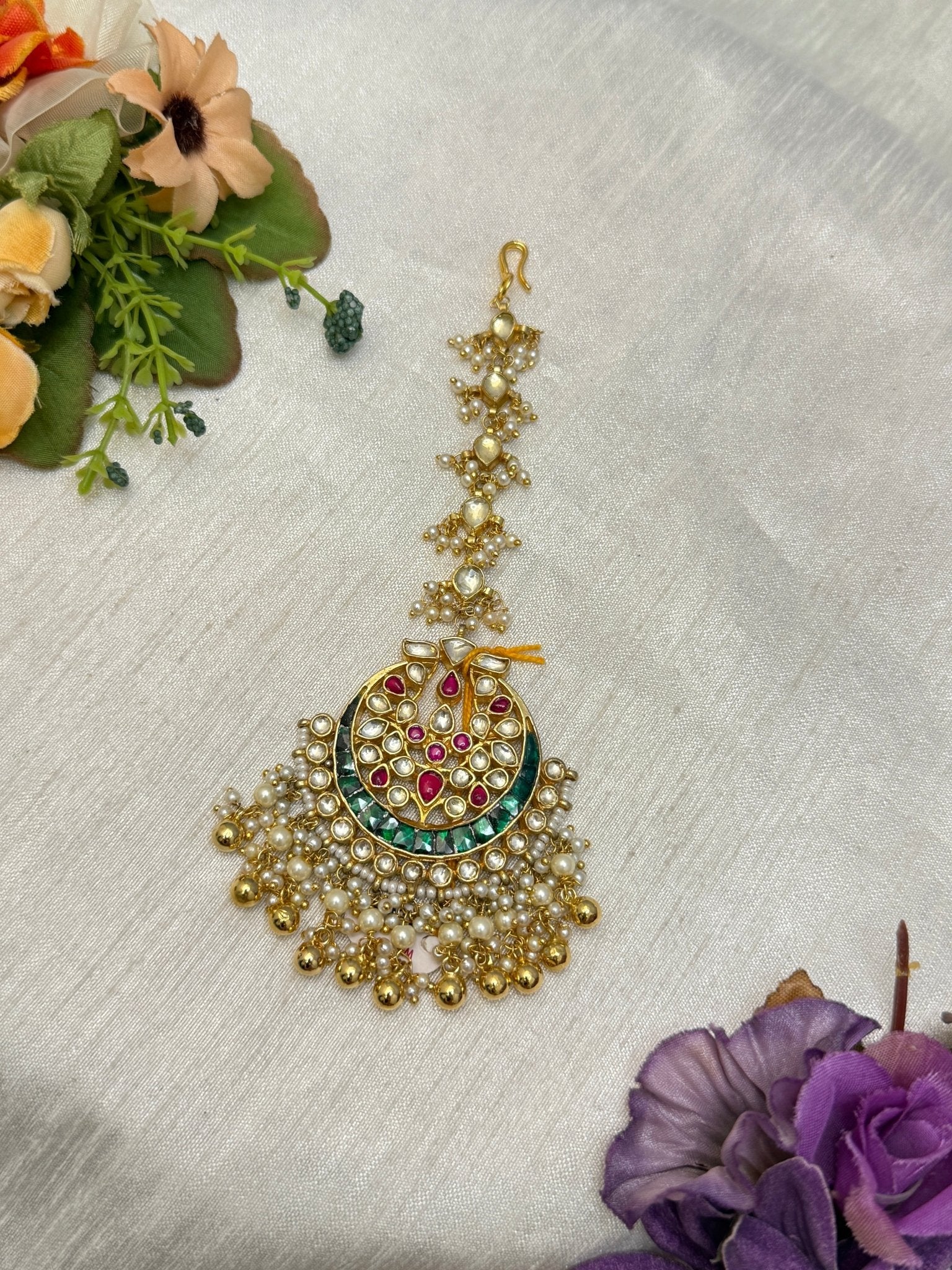 Designer Jadau Antique Maang Teeka 4143 - Mahilas