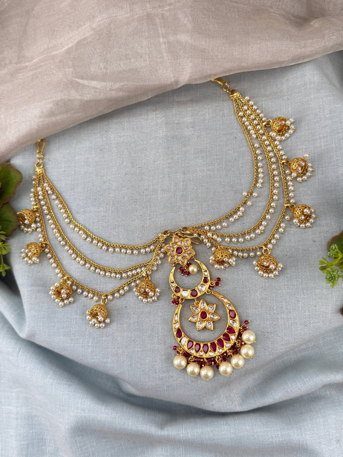 Designer Kundan Hair Accessories | J0047 A - Mahilas