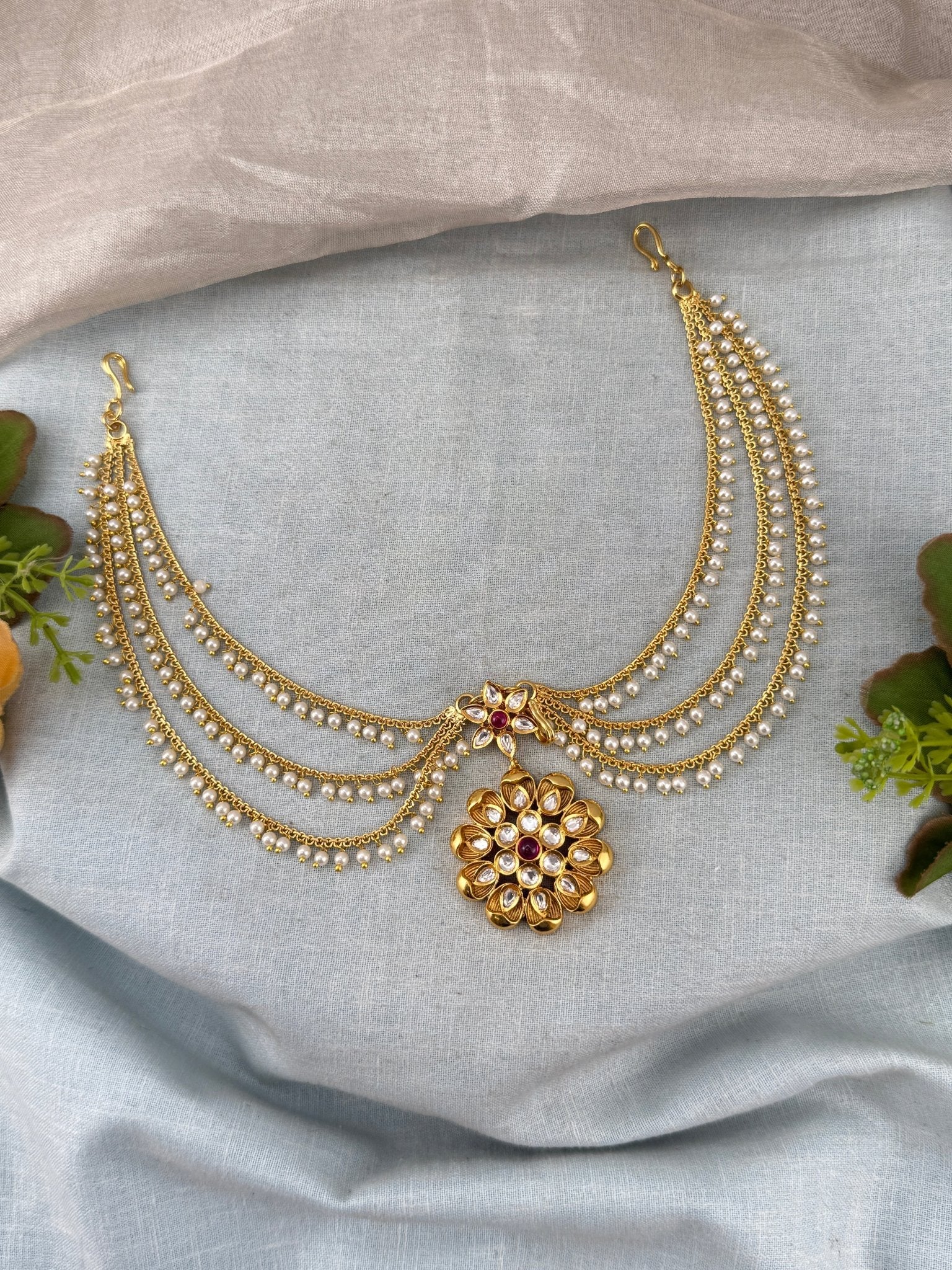 Designer Kundan Hair Accessories | J0048 A - Mahilas