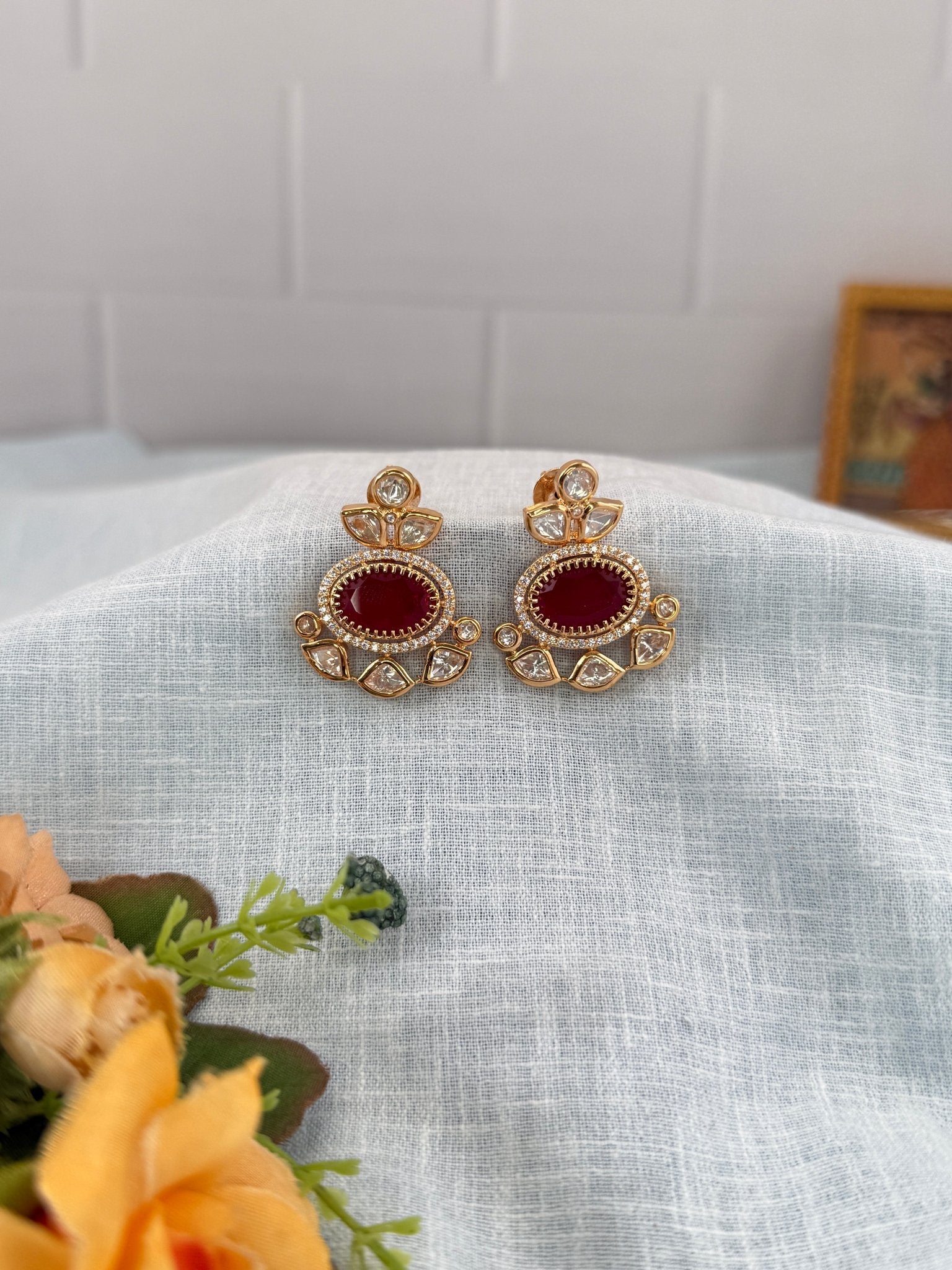 Designer Kundan Stud Earrings 0173 - Mahilas