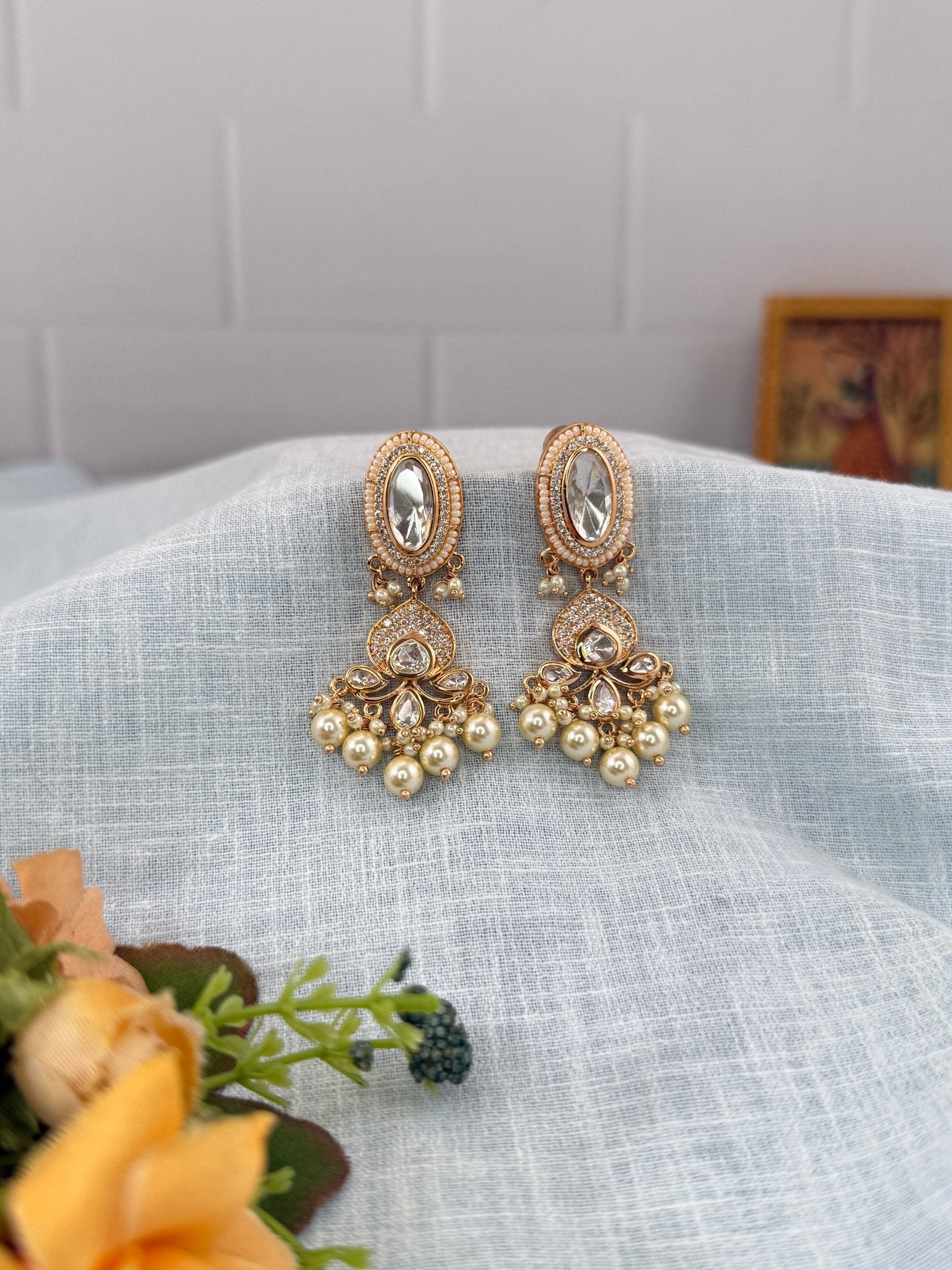 Designer Kundan Stud Earrings 0175 - Mahilas