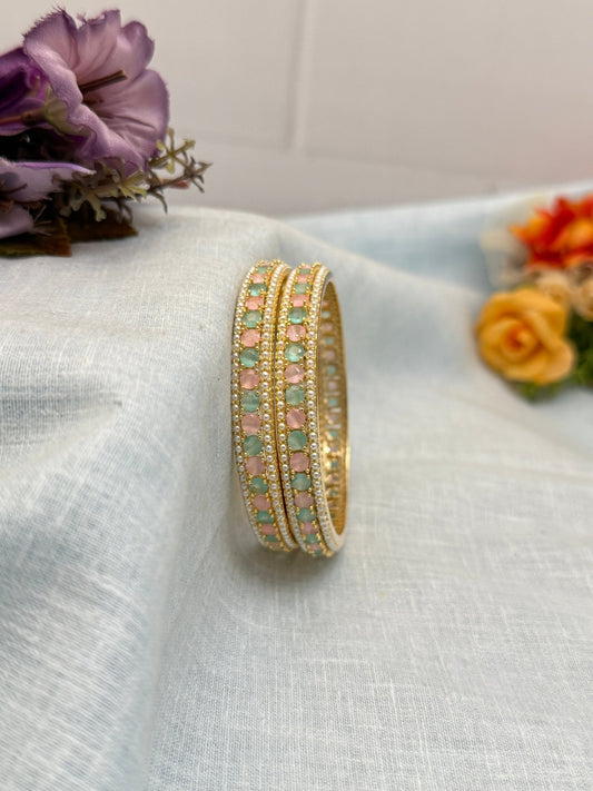 Designer Pearl Stone Bangles 6947 - Mahilas