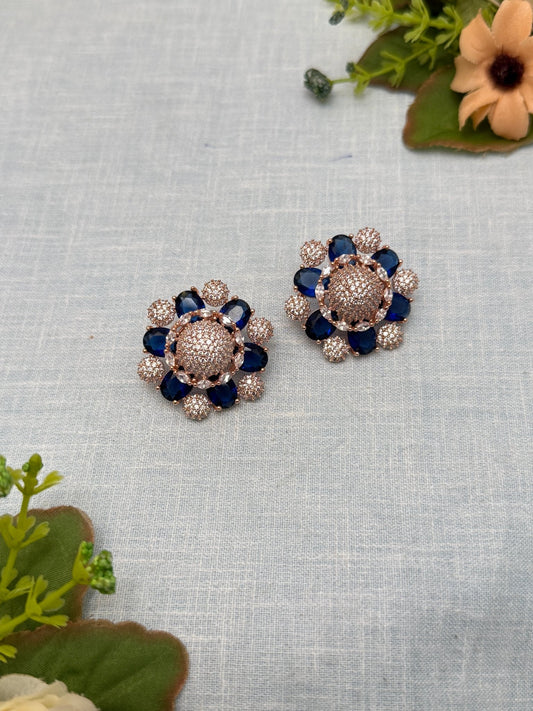 Designer Rose Gold Stone Stud Earrings 0160 - Mahilas