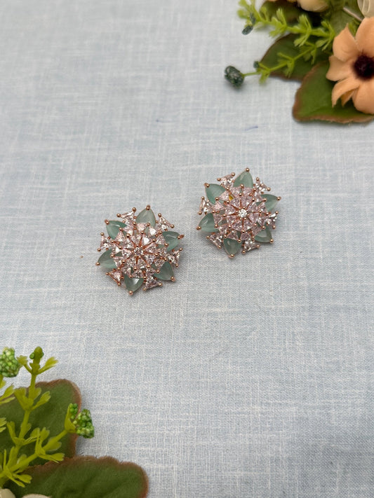 Designer Rose Gold Stone Stud Earrings 0162 - Mahilas