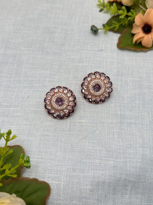 Designer Rose Gold Stone Stud Earrings 0163 - Mahilas