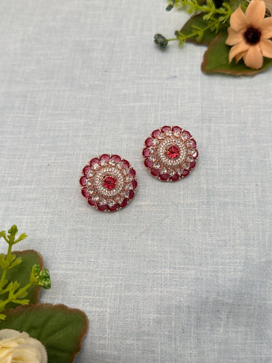 Designer Rose Gold Stone Stud Earrings 0164 - Mahilas