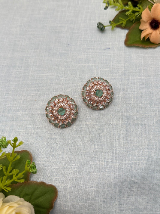 Designer Rose Gold Stone Stud Earrings 0165 - Mahilas