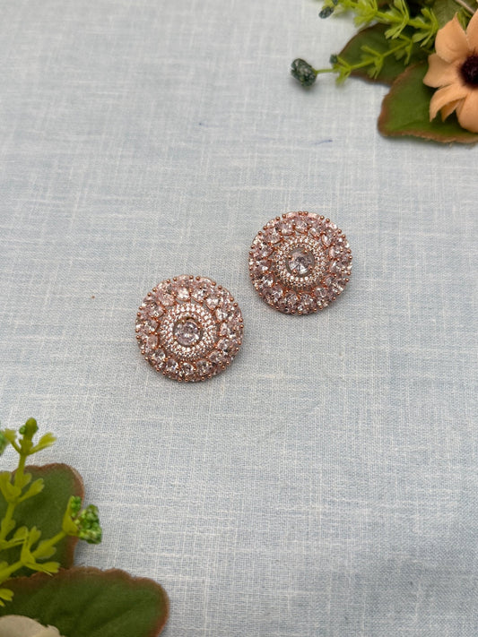 Designer Rose Gold Stone Stud Earrings 0166 - Mahilas
