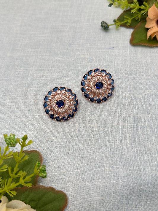 Designer Rose Gold Stone Stud Earrings 0167 - Mahilas