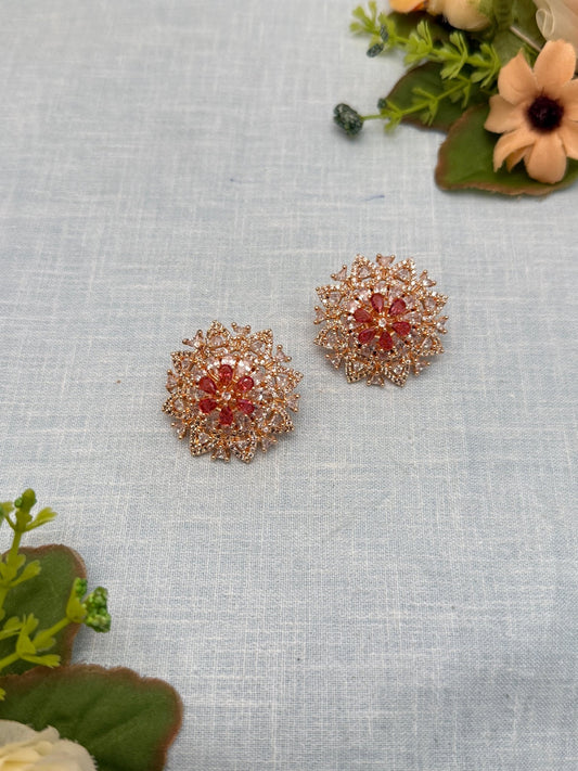 Designer Rose Gold Stone Stud Earrings 0168 - Mahilas