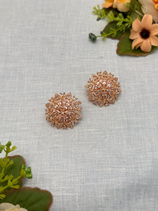 Designer Rose Gold Stone Stud Earrings 0169 - Mahilas