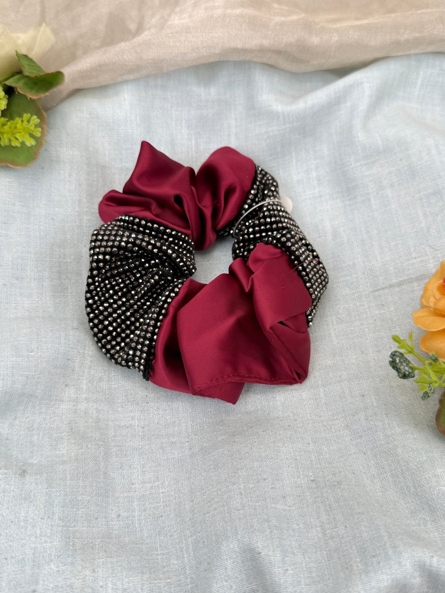 Designer Satin Stone Hair Tie Band 019 - Mahilas
