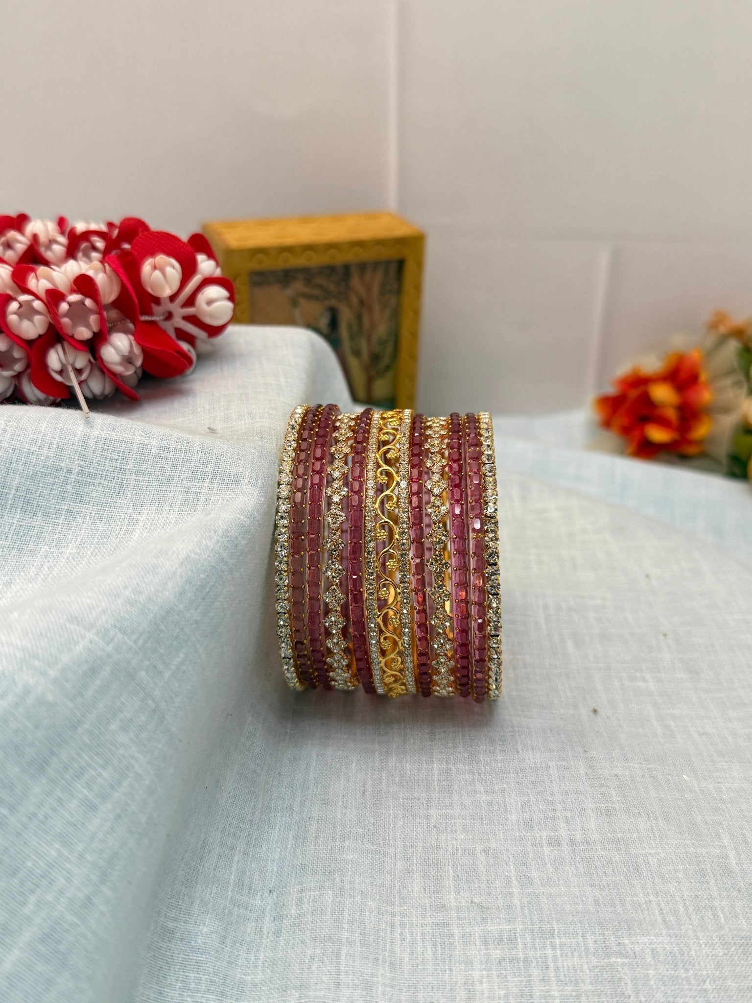 Wedding Glass Bangles Design Designer Stone Glass Bangle Set In 20