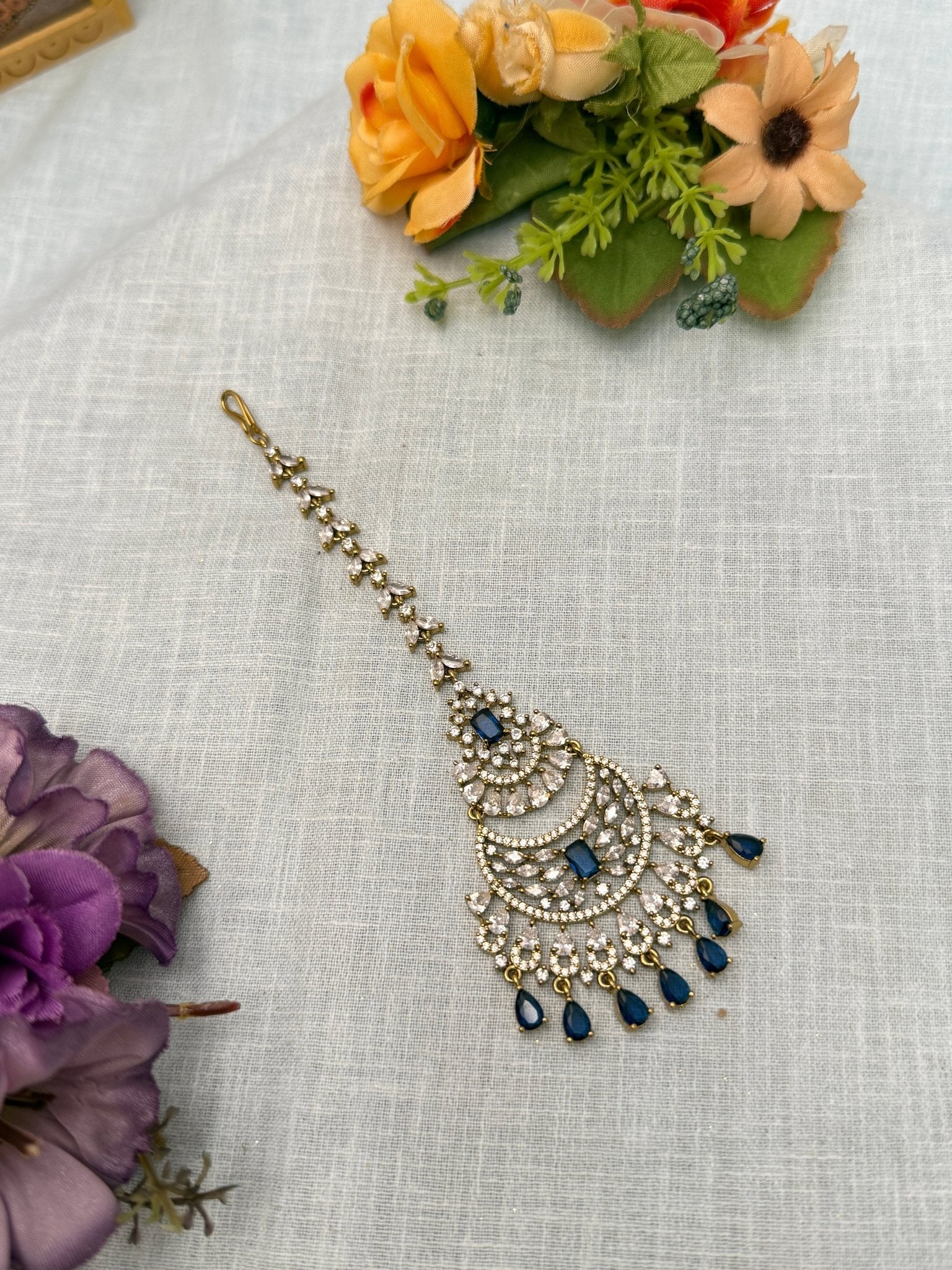 Designer Stone Maang Teeka 4152 - Mahilas