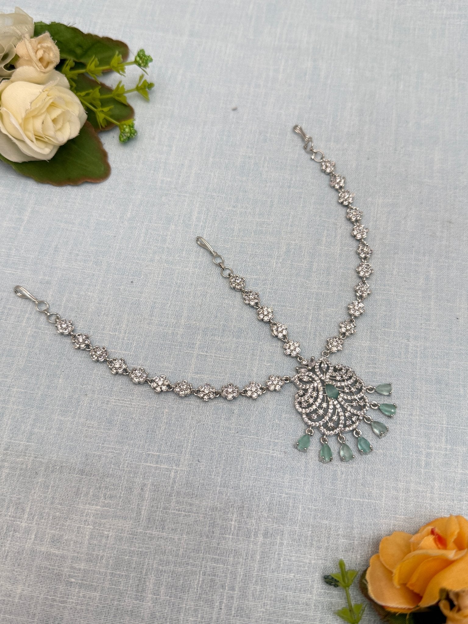 Designer Stone Maang Teeka 4163 - Mahilas