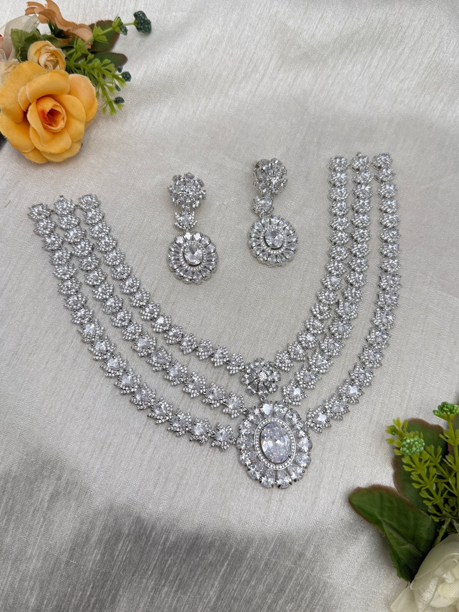 Designer Stone Necklace Set 0766 - 7 Colors - Mahilas