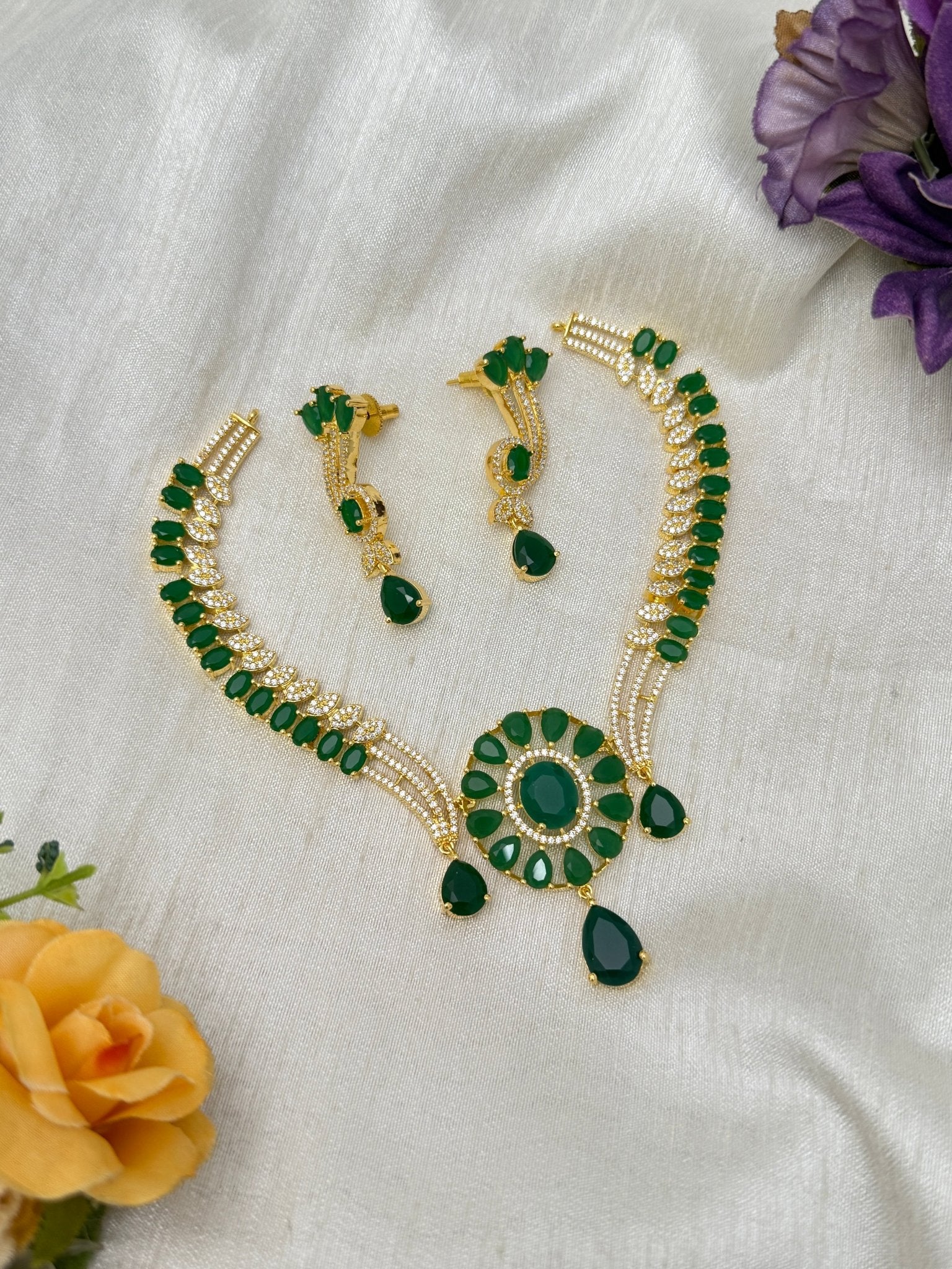 Designer Stone Necklace Set 0771 - 6 Colors - Mahilas
