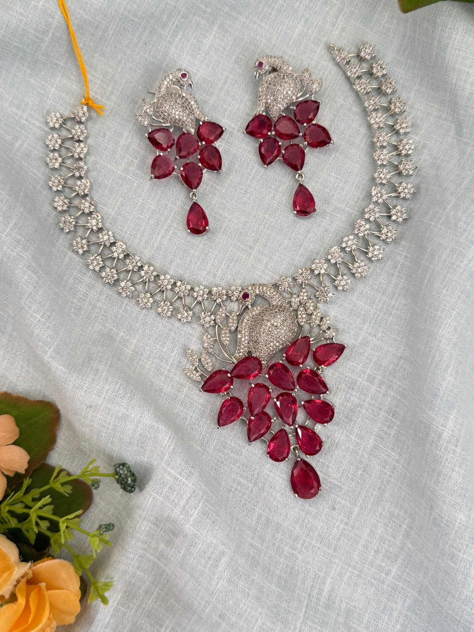 Designer Stone Necklace Set 665 - Mahilas