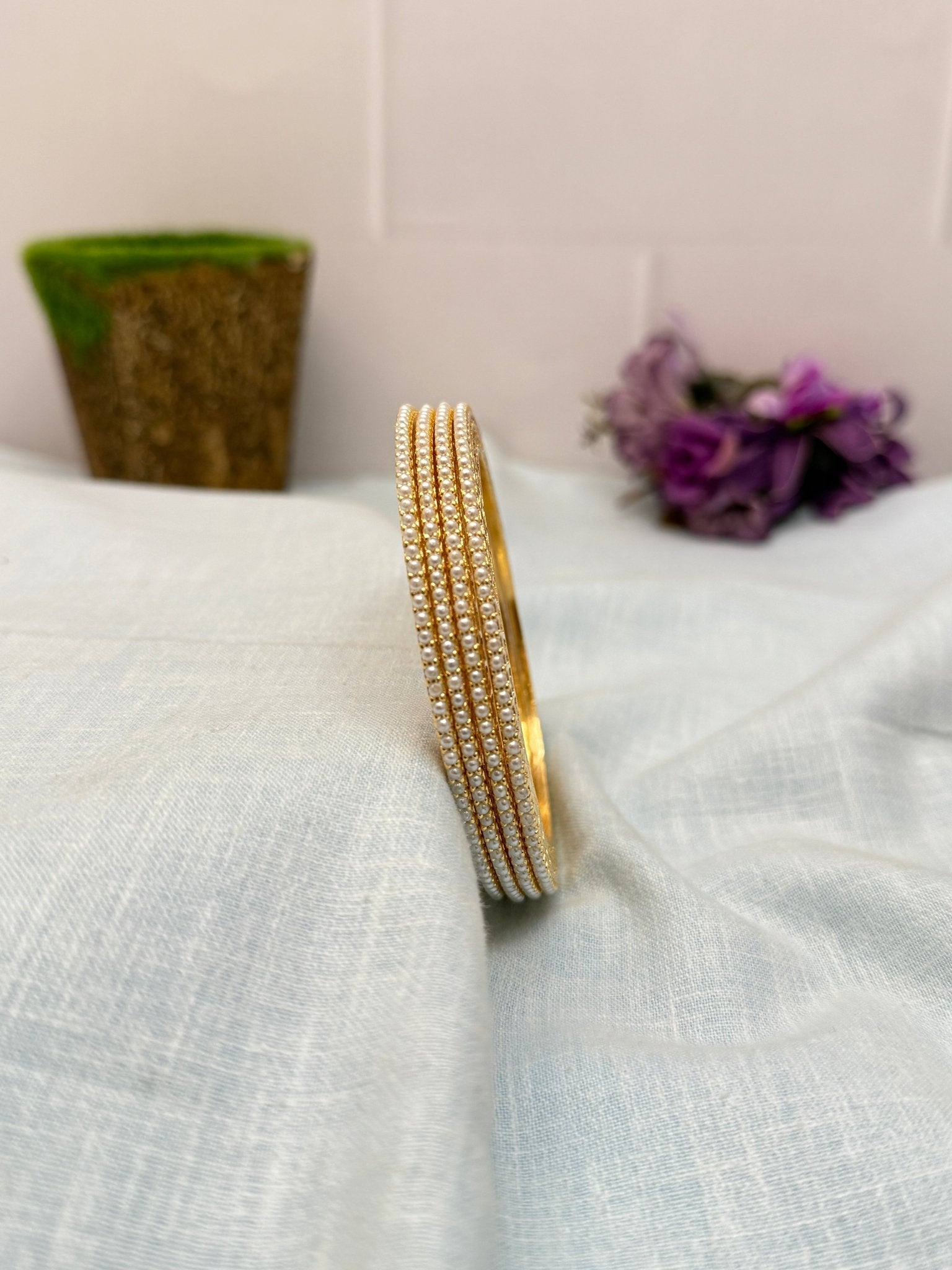 Designer Stone Pearl Bangles 6915 - Mahilas