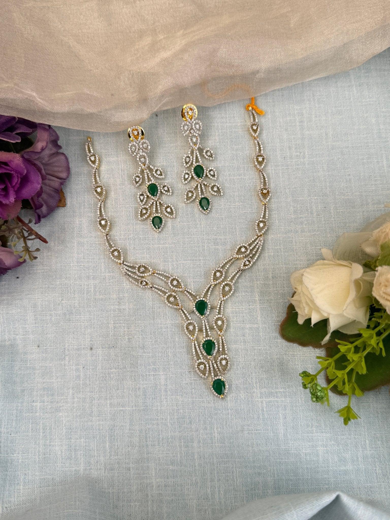 Designer Stone Short Necklace Set 518 - Mahilas