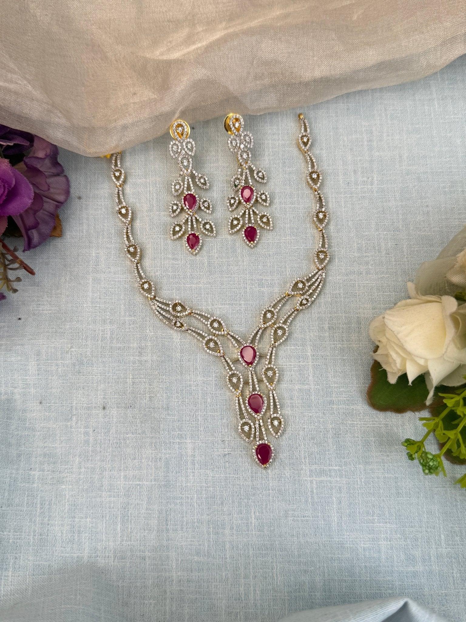 Designer Stone Short Necklace Set 519 - Mahilas