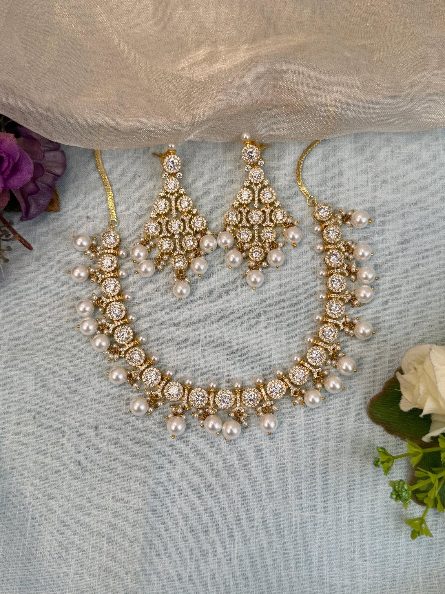 Designer Stone Short Necklace Set 521 - Mahilas