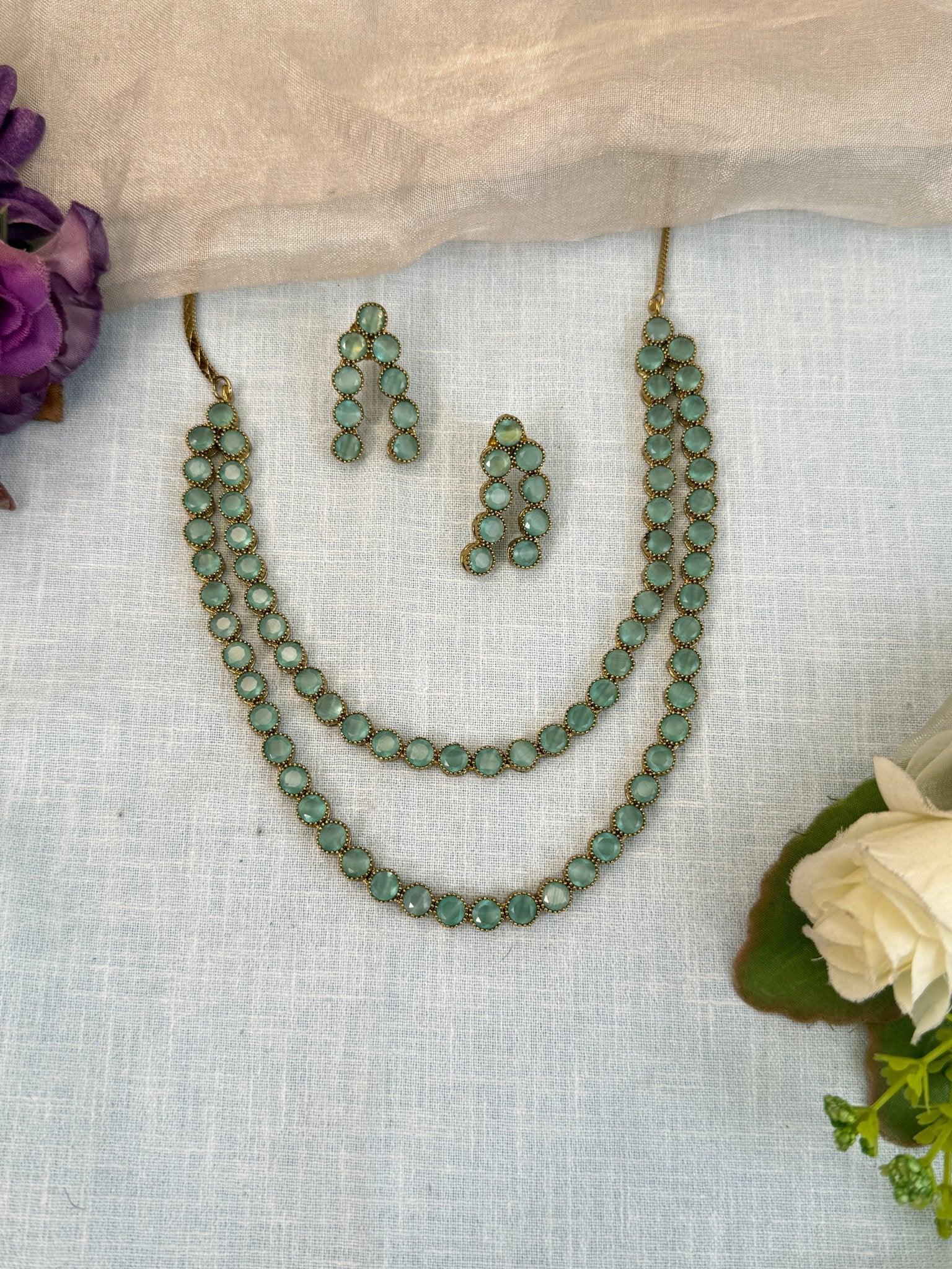 Designer Stone Short Necklace Set 522 - Mahilas
