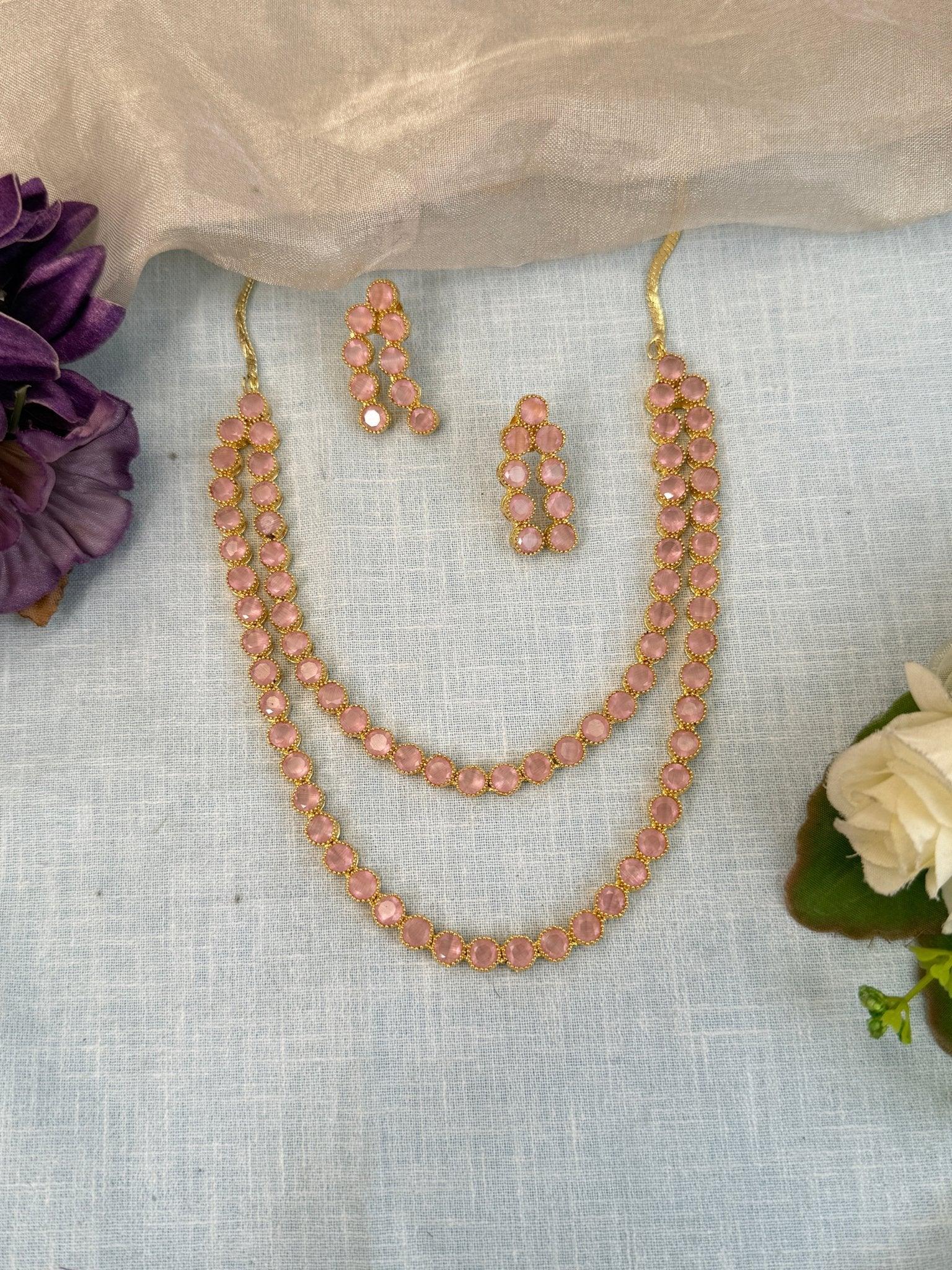 Designer Stone Short Necklace Set 525 - Mahilas