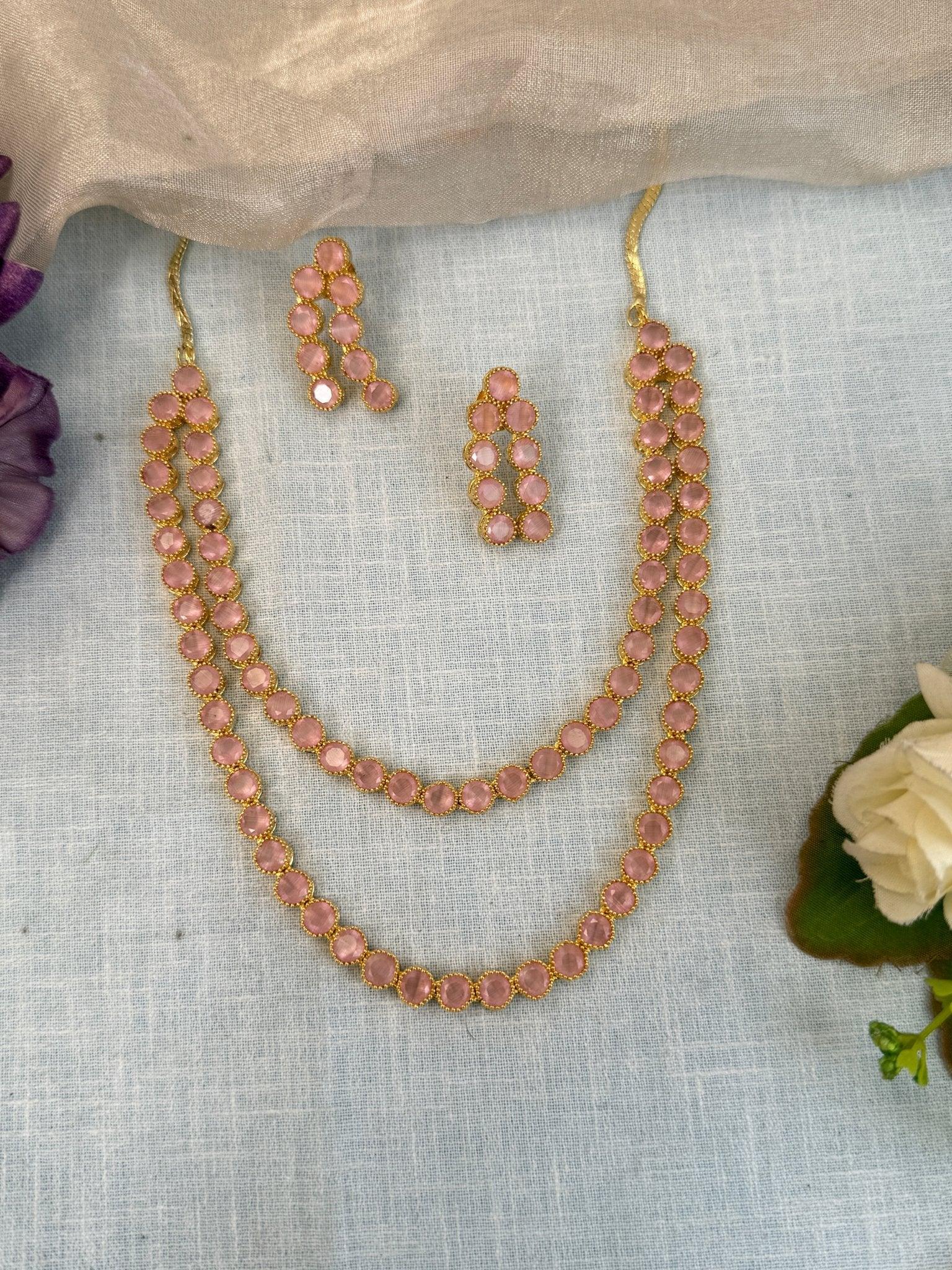 Designer Stone Short Necklace Set 525 - Mahilas
