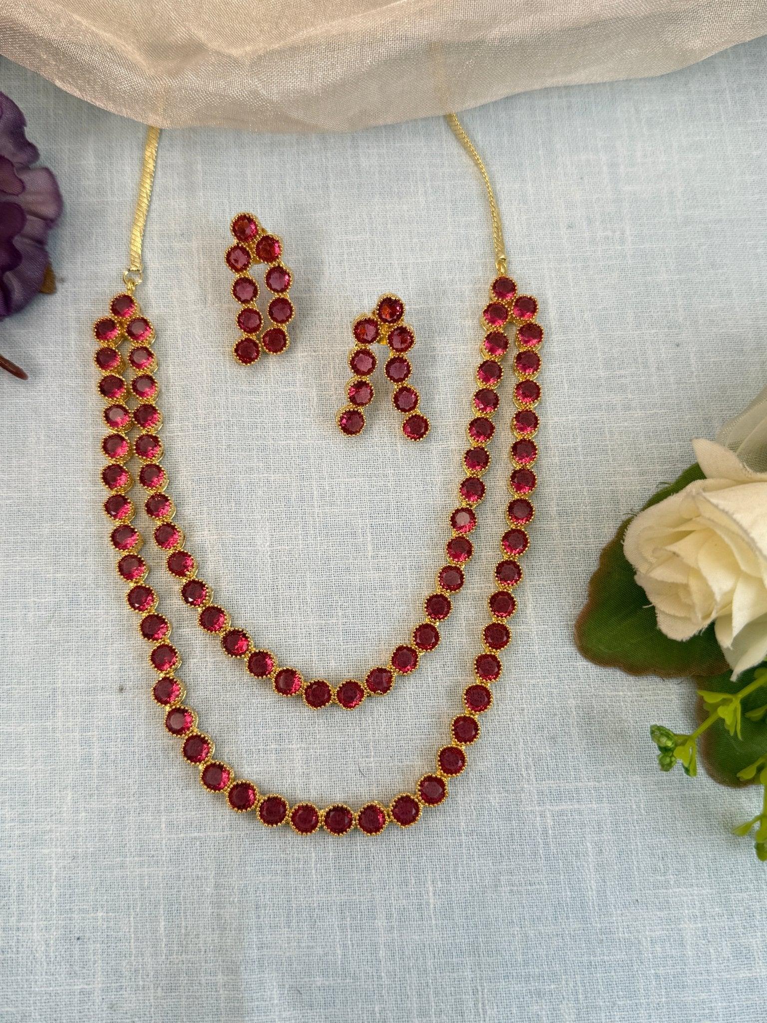 Designer Stone Short Necklace Set 527 - Mahilas