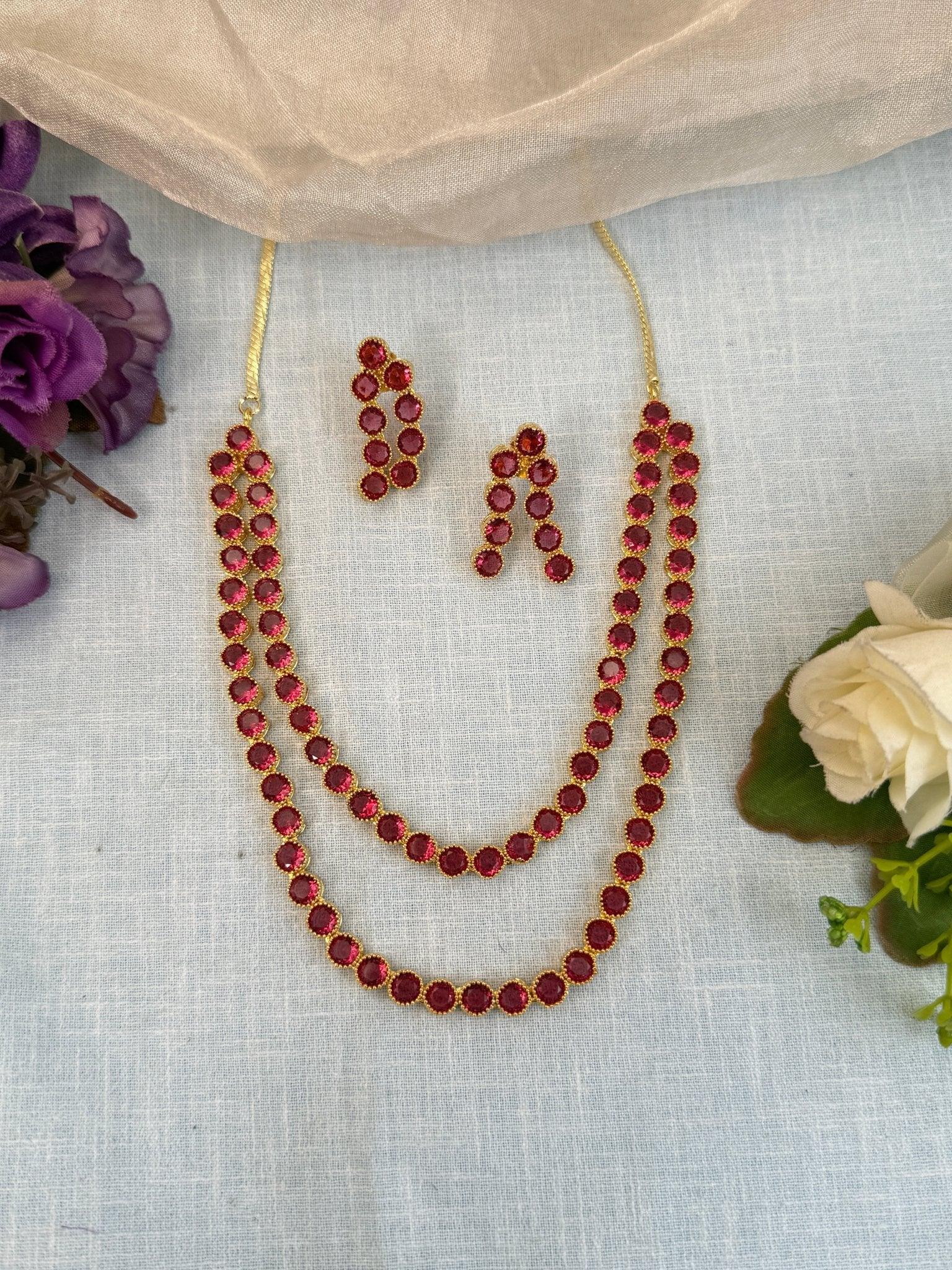 Designer Stone Short Necklace Set 527 - Mahilas