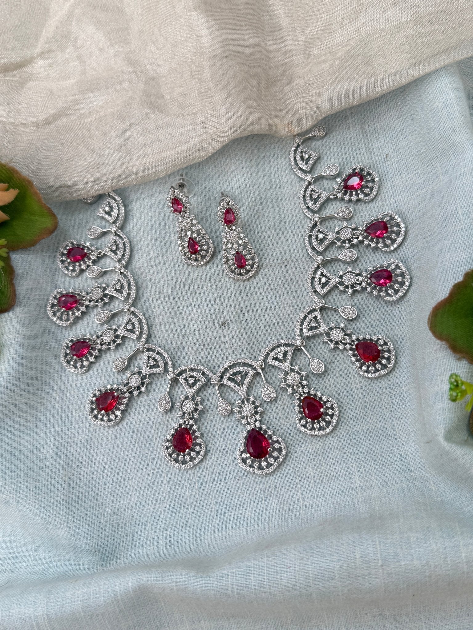 Designer Stone Short Necklace Set 828 - Mahilas