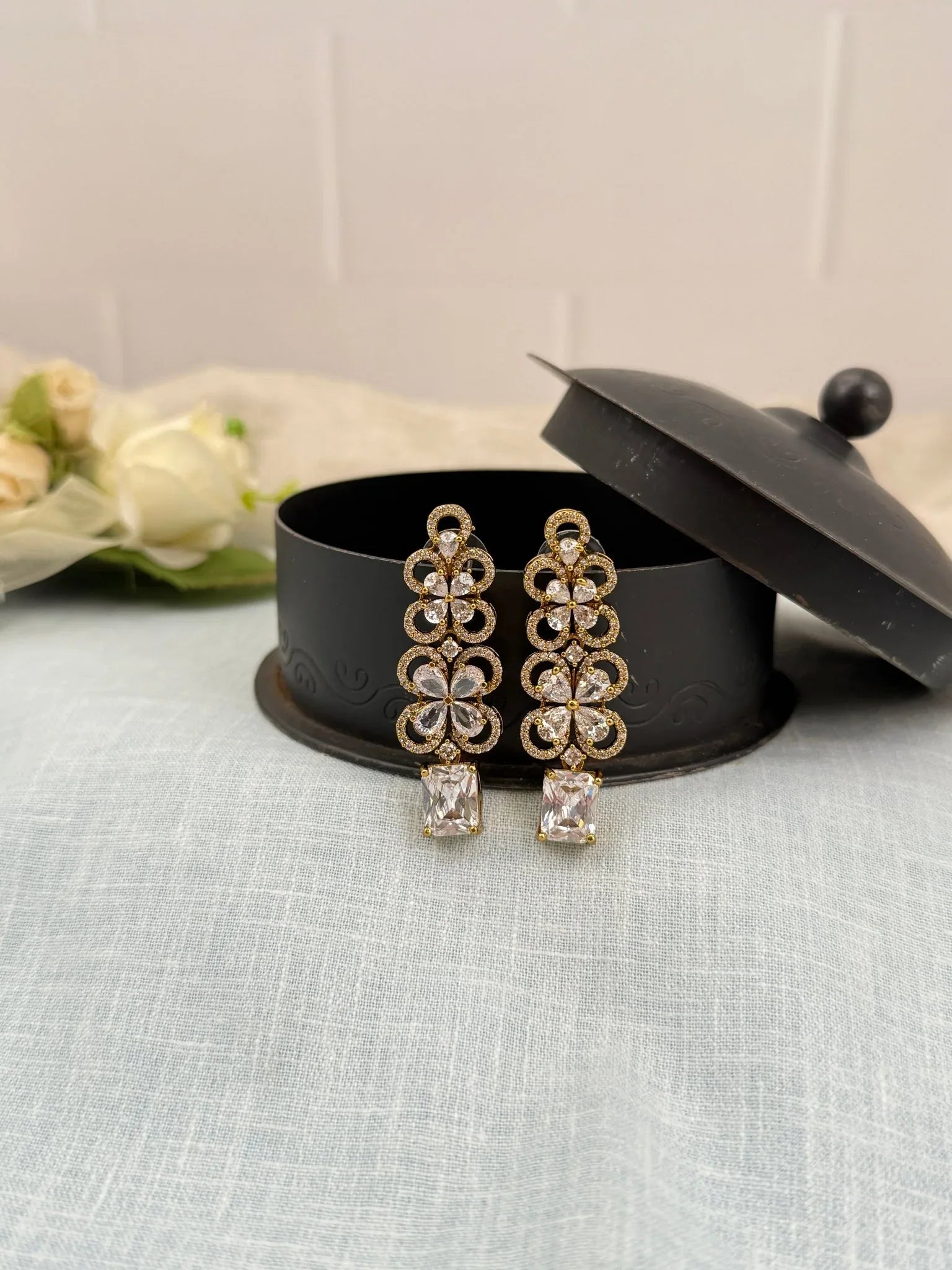 Designer Victorian Antique Stone Earrings 0198 - Mahilas