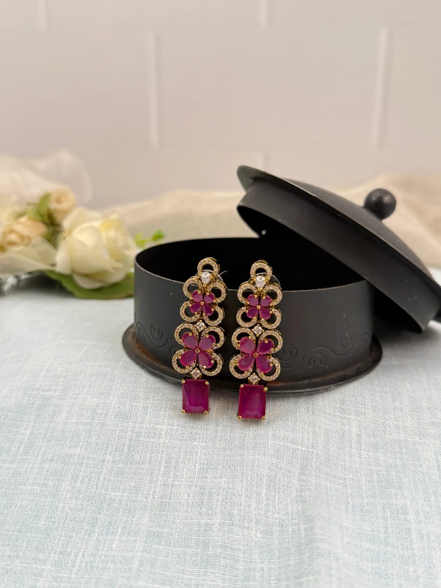 Designer Victorian Antique Stone Earrings 0202 - Mahilas