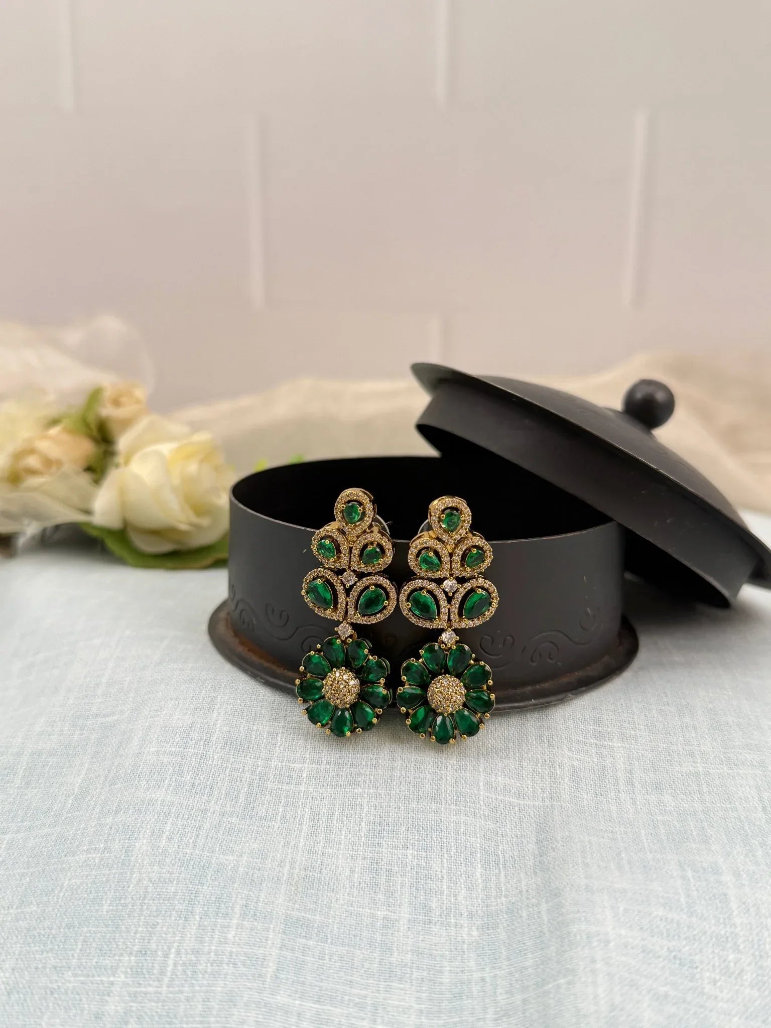 Designer Victorian Antique Stone Earrings 0209 - Mahilas