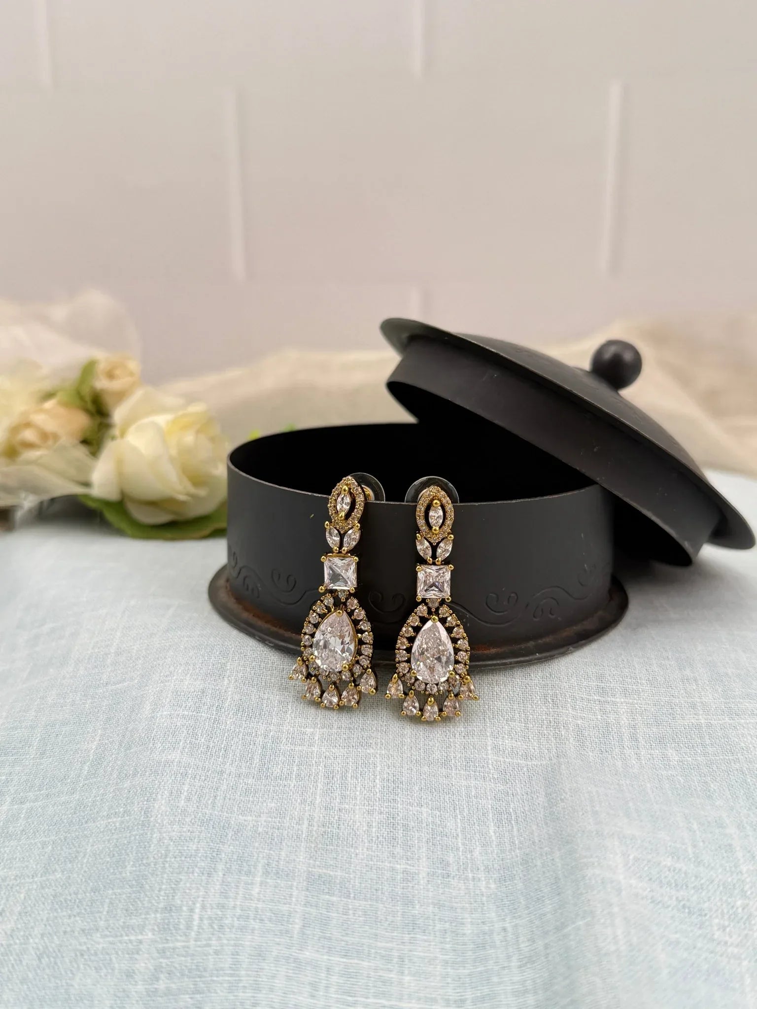 Designer Victorian Antique Stone Earrings 0218 - Mahilas