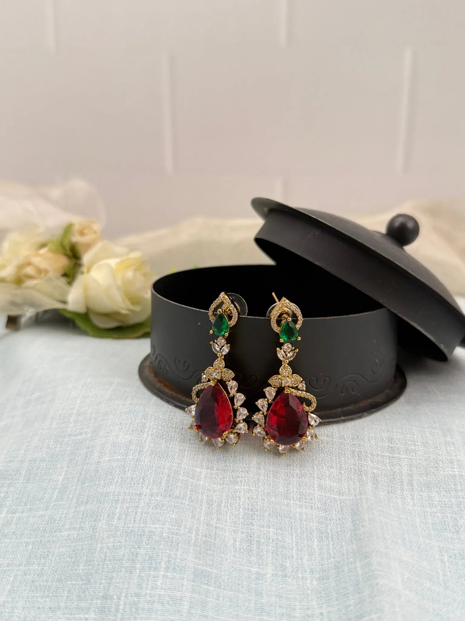 Designer Victorian Antique Stone Earrings 0220 - Mahilas