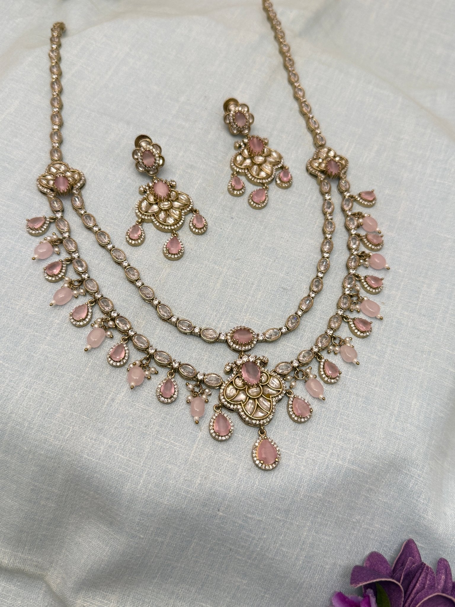 Designer Victorian Kundan Long Necklace Set 183 - Mahilas