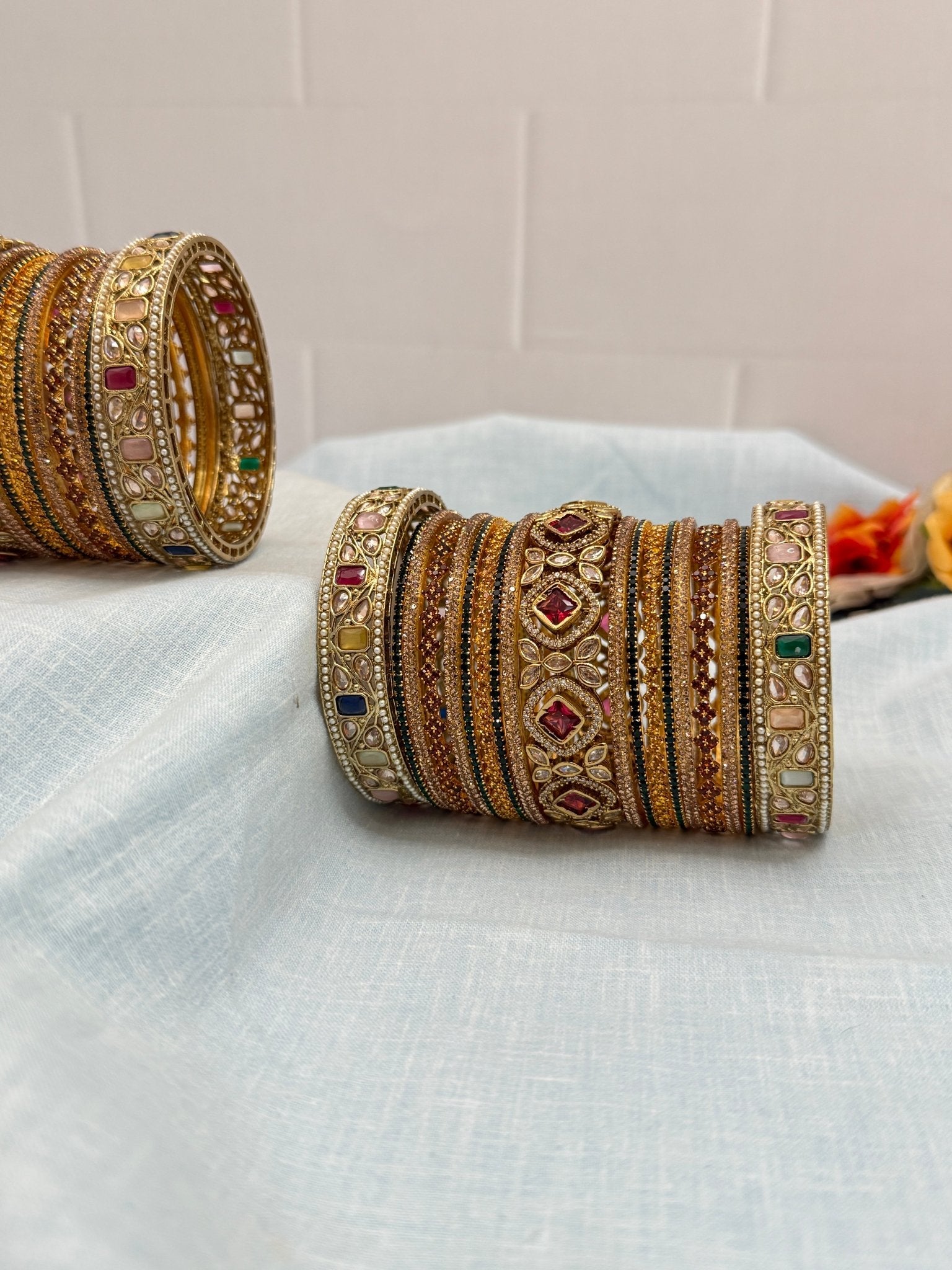 Designer Victorian Stone Bridal Bangle Set - 5170 - Mahilas